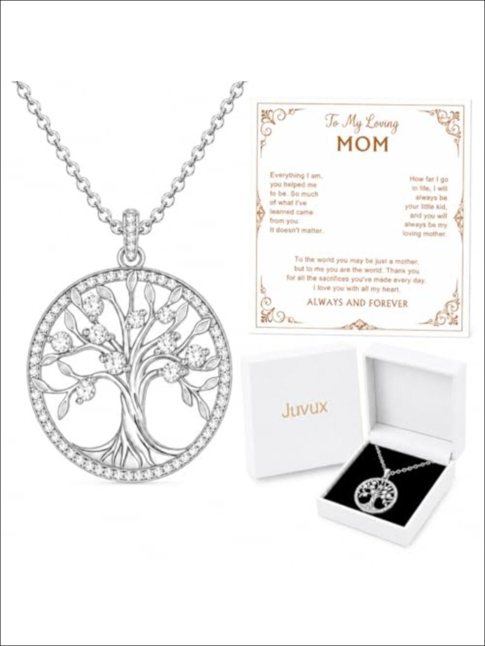 925 Sterling Silver Infinity Heart Mom Pendant Necklace